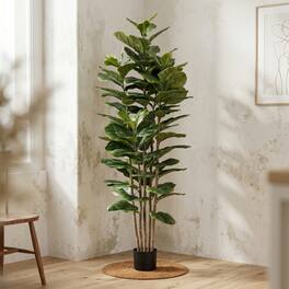 Pure Garden - 6FT Artificial Fiddle Leaf Fig Tree - Green