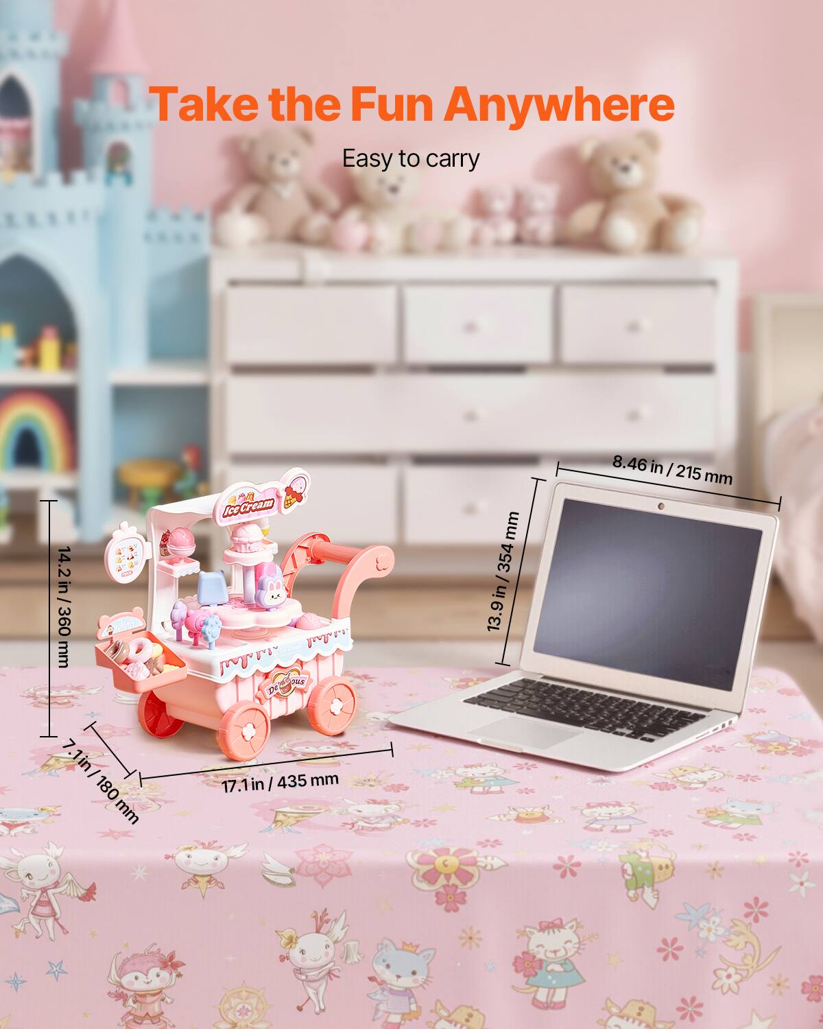 Take the Fun Anywhere  
Easy to carry  

14.2 in / 360 mm  
7.1 in / 180 mm  
17.1 in / 435 mm  
13.9 in / 354 mm  
8.46 in / 215 mm