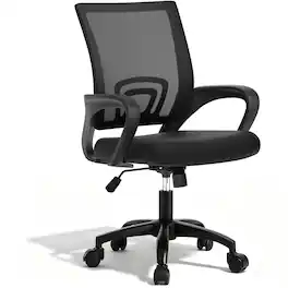 Sweet - Office Desk Chair, Mid-Back Swivel Ergonomic Chair with Lumbar Support, Rocking Mode, Height Adjustable for Home, Office - Black