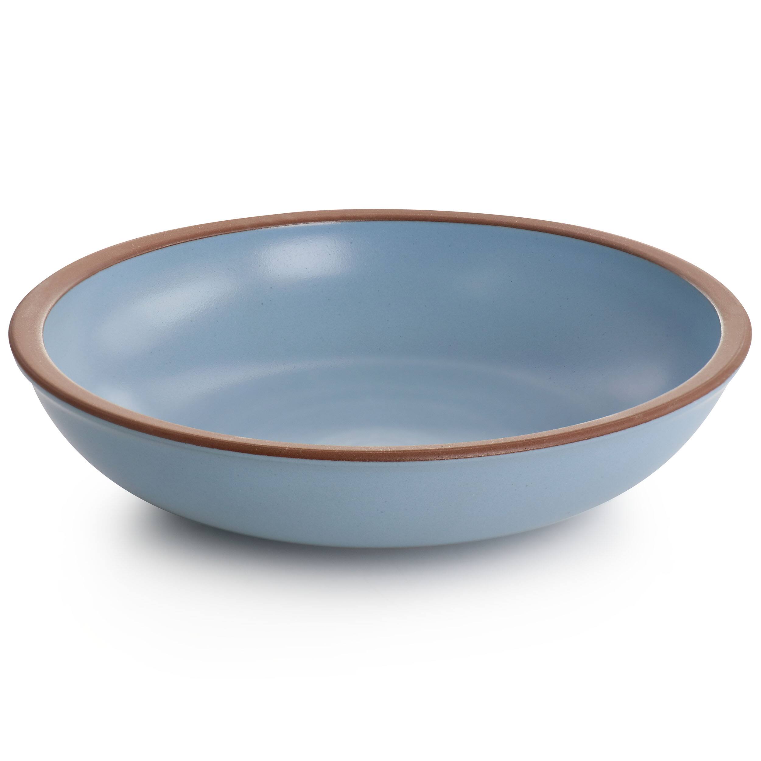 Alt View 4. Gibson - Soho Lounge Lagos 16 Piece Terracotta Double Bowl Dinnerware Set in Solid Matte Blue - Matte Blue.