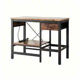 Vividwood - 40-50 Gallon Aquarium Stand with Power Outlet, 3-Tier Adjustable Shelves, Storage Drawer, 480 LBS Capacity - Brown