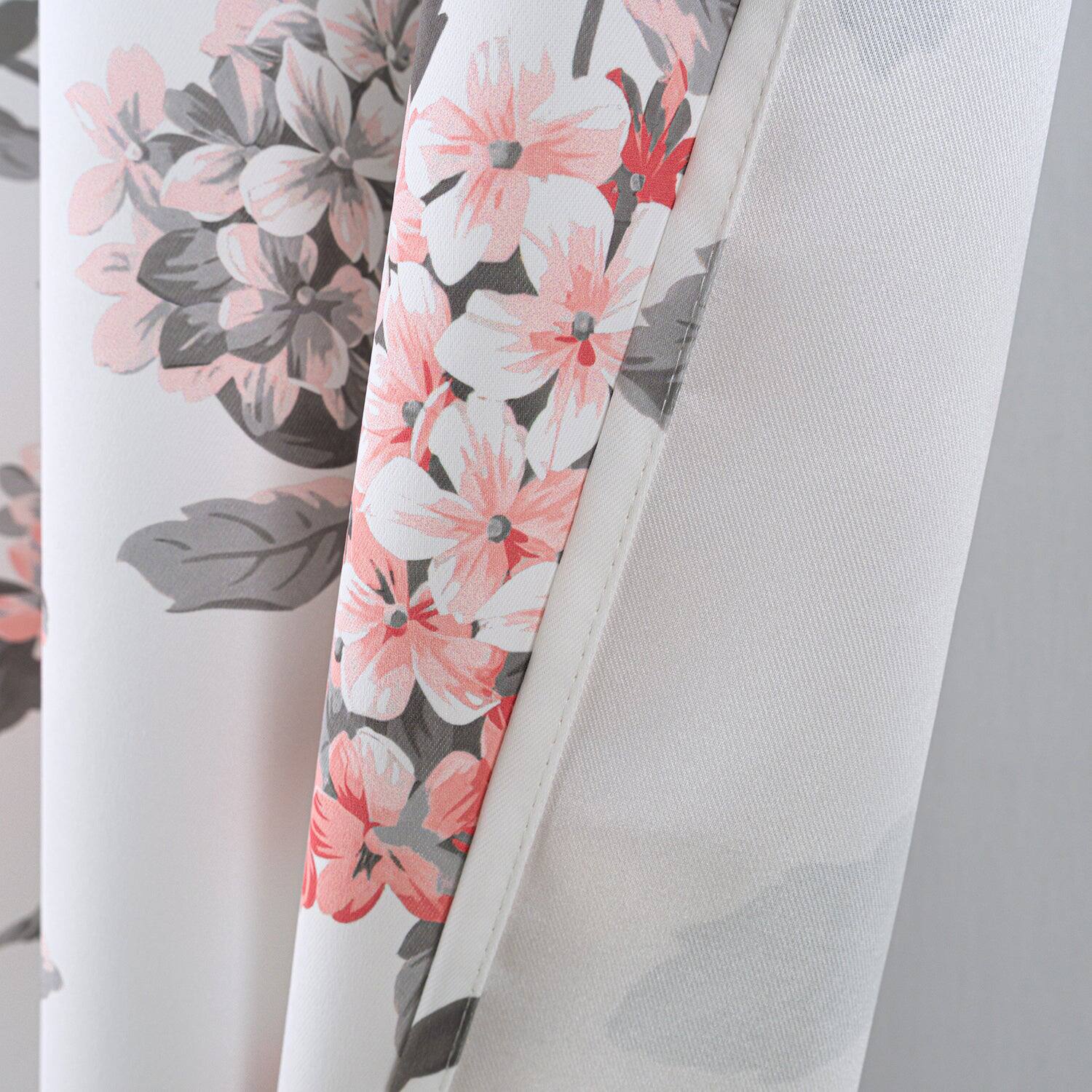 Alt View 1. Olivia Gray - Olivia Gray 100% Polyester 200 GSM Hydrangea Printed Blackout Grommet Curtain Panel 54" x 90" Rose - Rose.