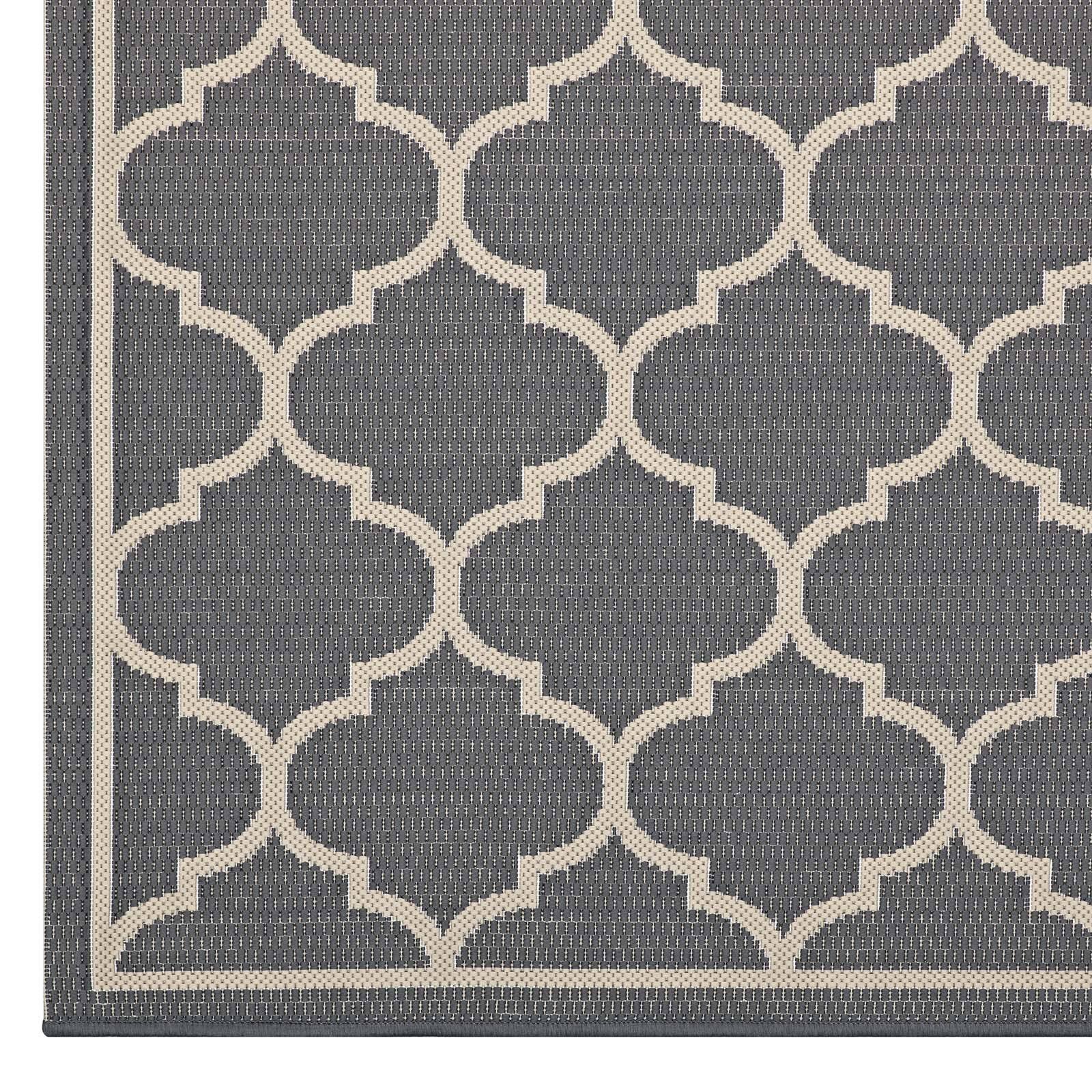 Alt View 1. Modway - Avena Moroccan Quatrefoil Trellis Indoor and Outdoor Area Rug - Gray and Beige.