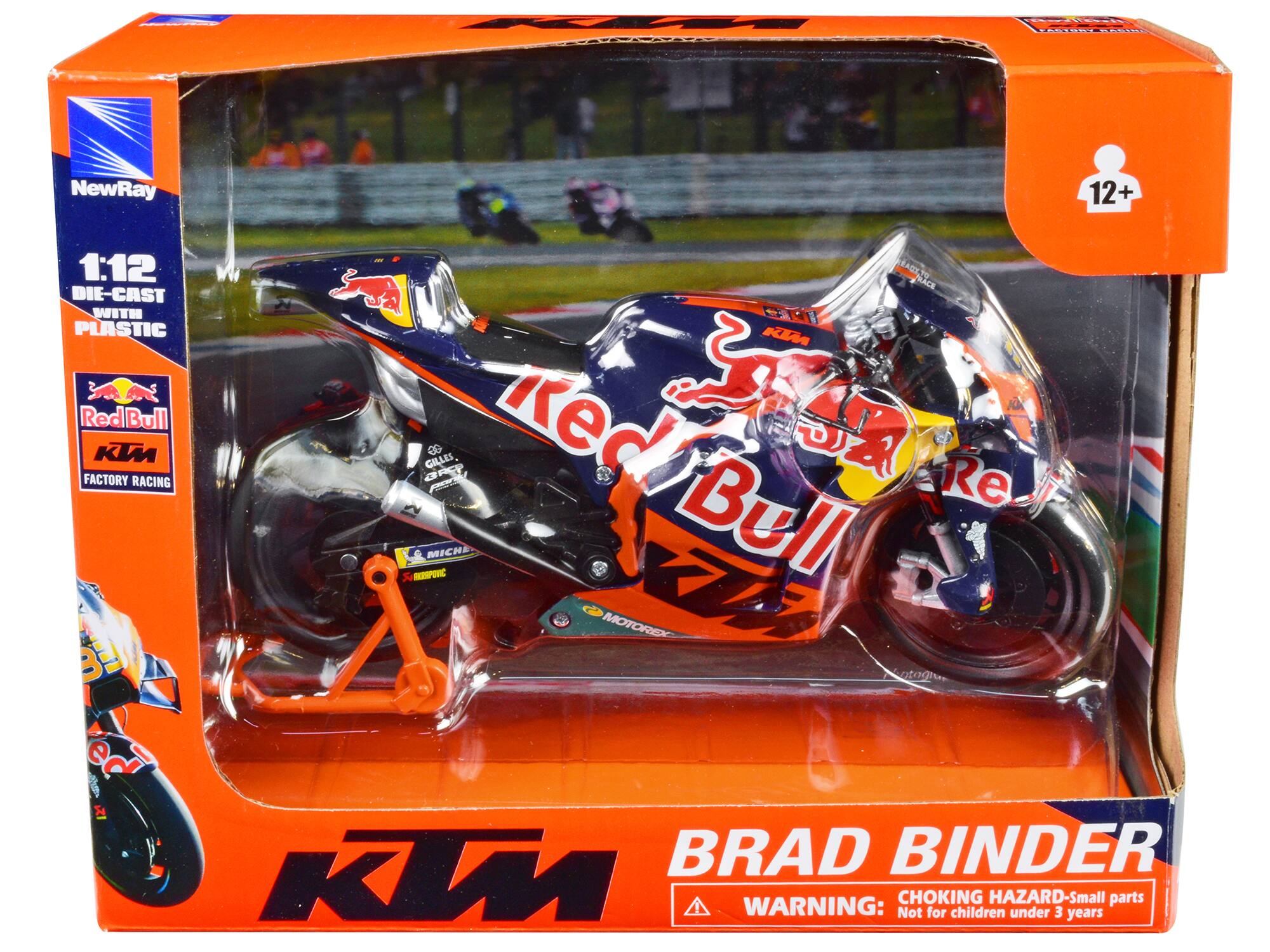 NewRay 12+ 1:12 DIE-CAST WITH PLASTIC KTM Red Bull FACTORY RACING KIM RACING OREP GILLES 09 Red Bull MOTORIEC BRAD BINDER CHOKING HAZARD-Small parts WARNING: Not for children under 3 years