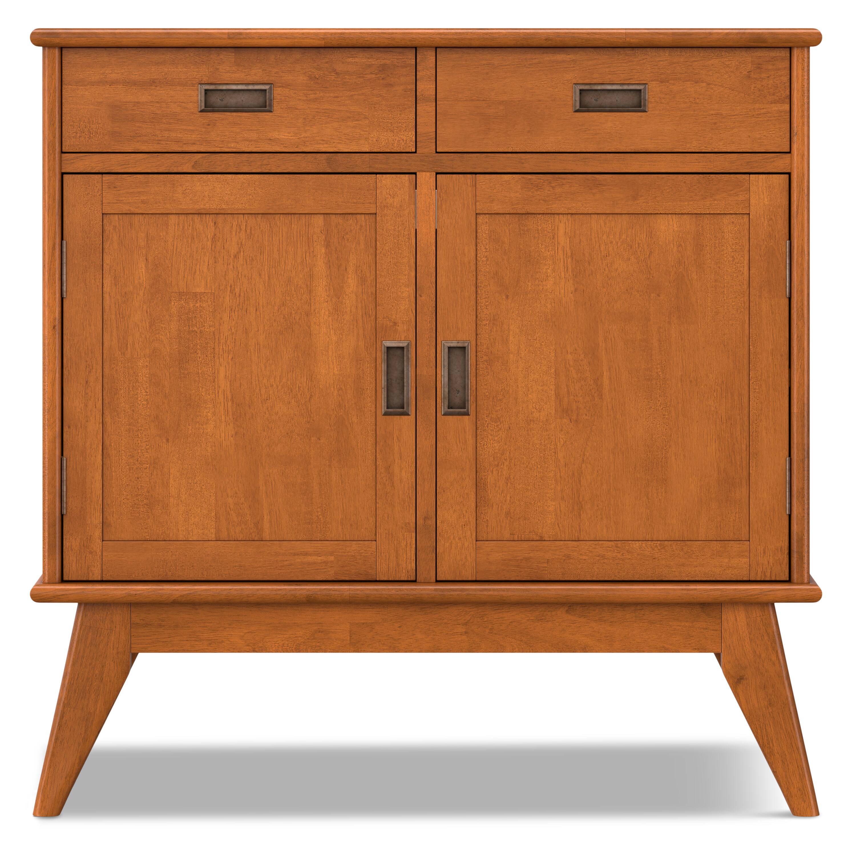 Left. Simpli Home - Simpli Home Draper SOLID HARDWOOD 36 inch Wide Mid Century Modern Entryway Storage Cabinet in Teak Brown - Teak Brown.