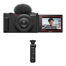 Bundle - Sony - ZV-1F Vlogging Camera with Vlogger Accessory Kit (Black) - White