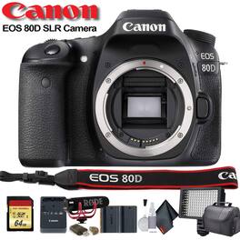 Canon - EOS 80D DSLR Camera (1263C004) W/Bag, Extra Battery, LED Light, Mic, Filters and More - Advanced Bundle