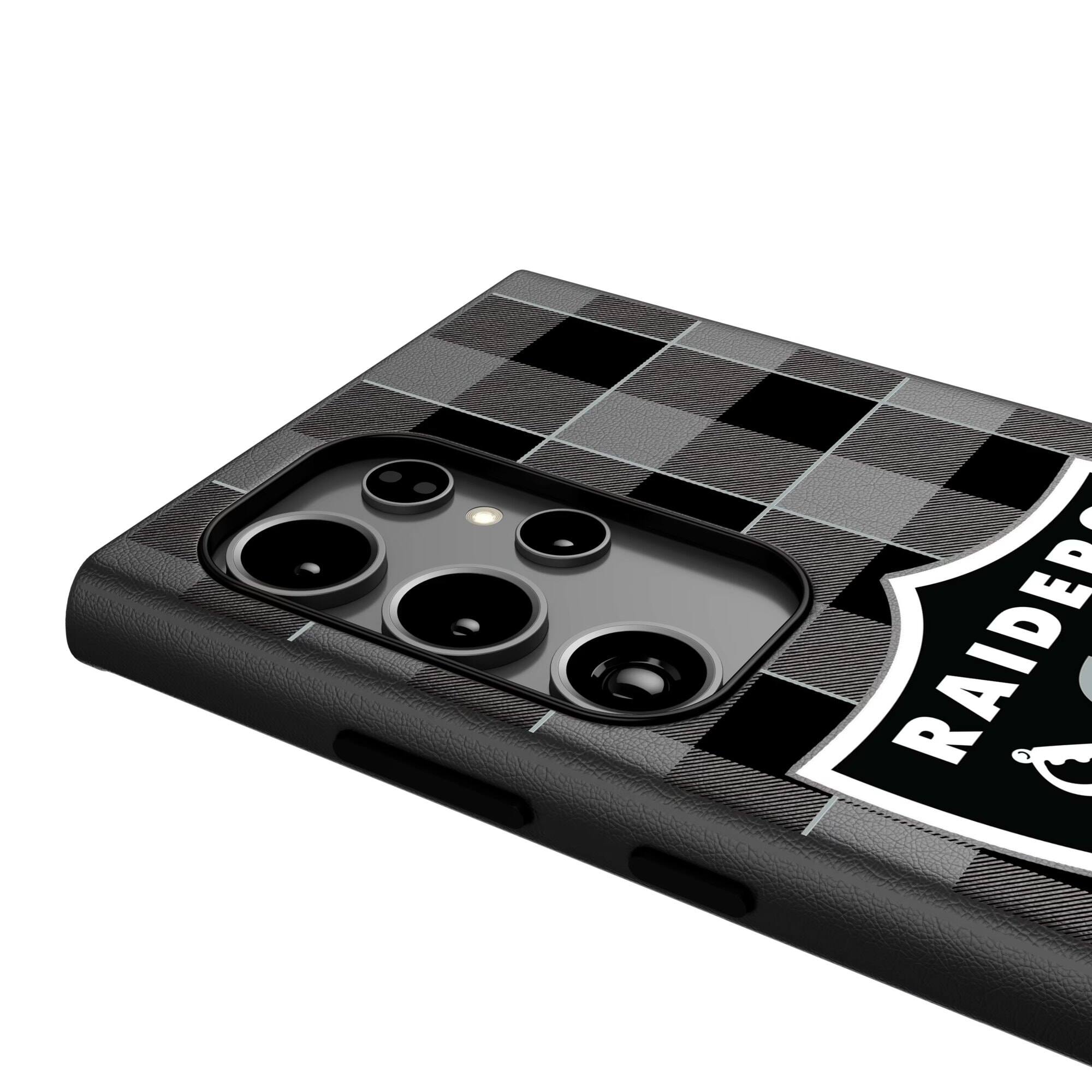 Alt View 2. Keyscaper - Las Vegas Raiders Plaid Galaxy Magnetic Bump Case - S24 - Black.