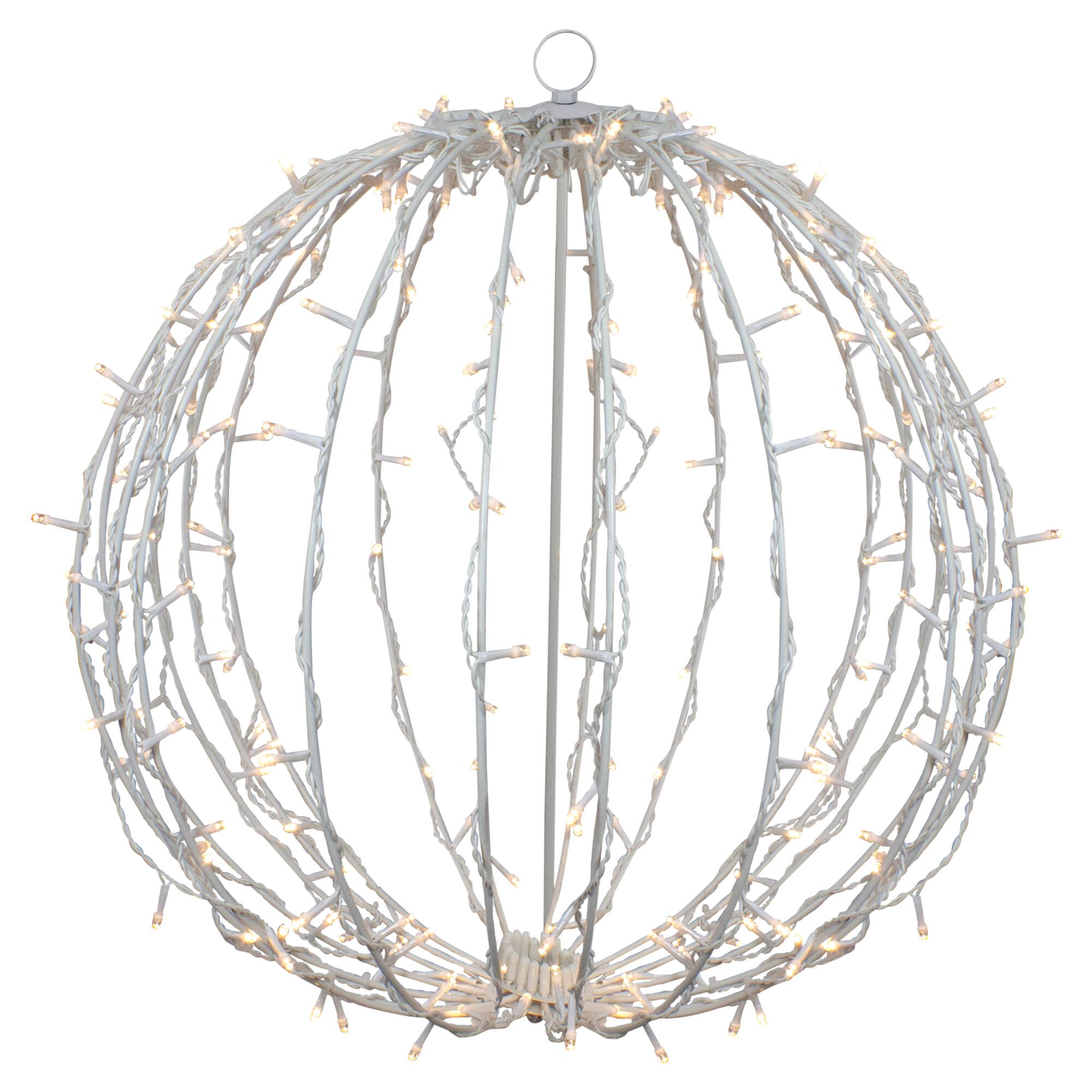 Alt View 1. Northlight - LED Lighted 3D Hanging Sphere Christmas Decoration – Warm White - 23" - White.