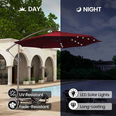 10ft solar led lighted patio umbrella w tilt adjustment fade-resistance Best Choice Products Striped w/ Crank, Tilt, Push Button, 6 Ribs Looking for superior shading Get this 10-foot Solar LED