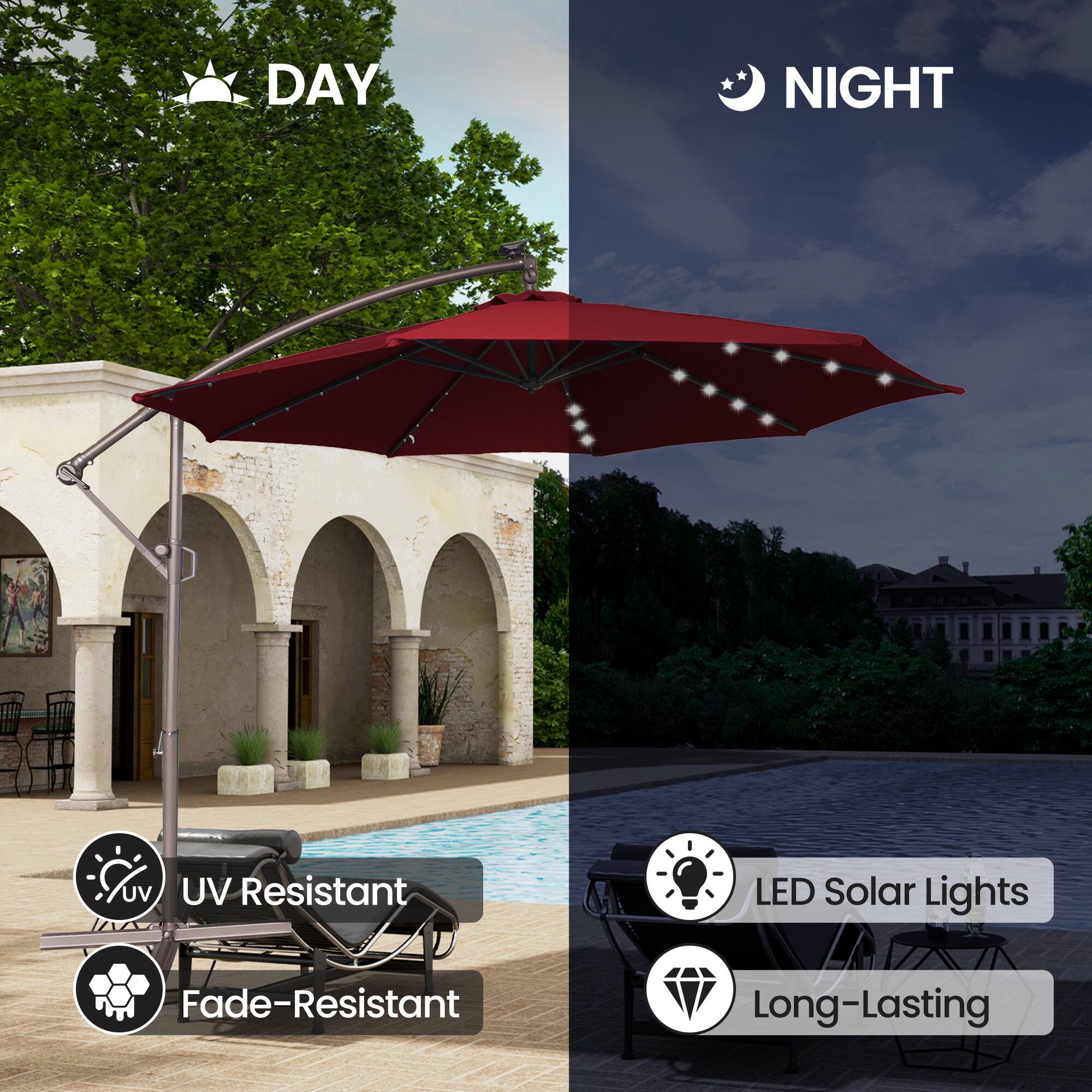 DAY NIGHT  
UV Resistant  
Fade-Resistant  
LED Solar Lights  
Long-Lasting