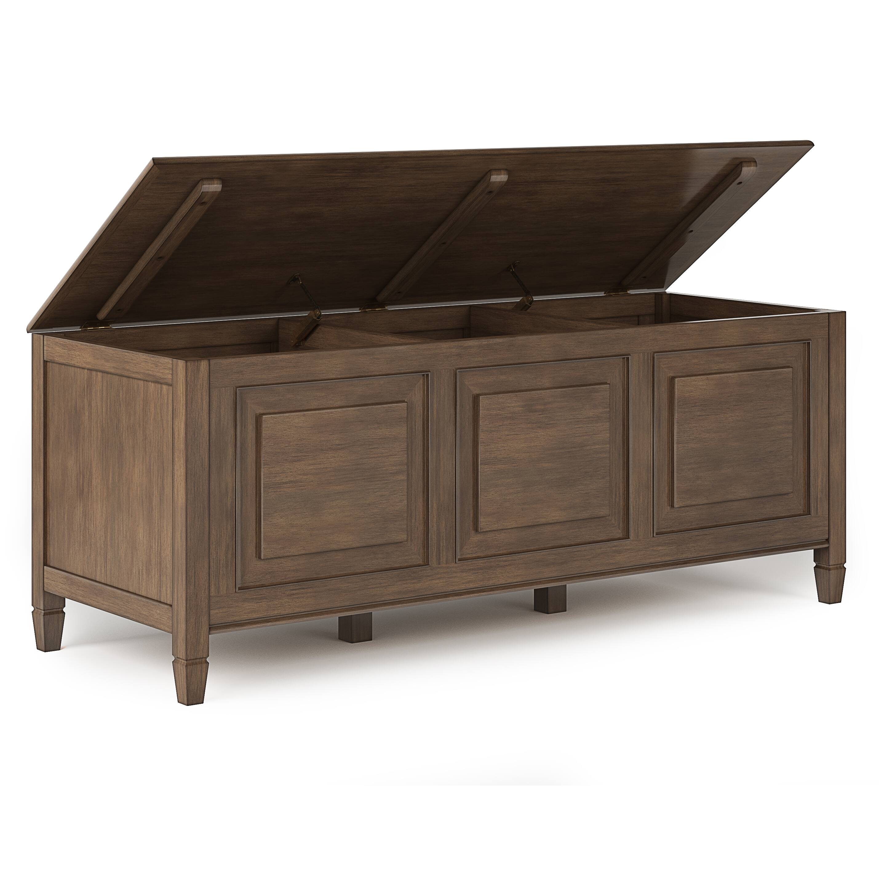 Back. Simpli Home - Connaught Solid Wood 51 inch Wide Storage Bench Trunk and 40 inch Wide Storage Cabinet in Rustic Natural Aged Brown - Natural Aged Brown.