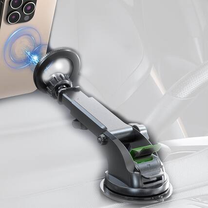 Front. Esoulk - MagSafe Compatible Dashboard and Windshield Magnetic Car Phone Holder Mount for iPhone 17 16 15 14 13 Pro Max - Black.