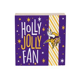 Evergreen Enterprises - Minnesota Vikings 6" Holiday Wood Plock Shelf Sign - Multicolor