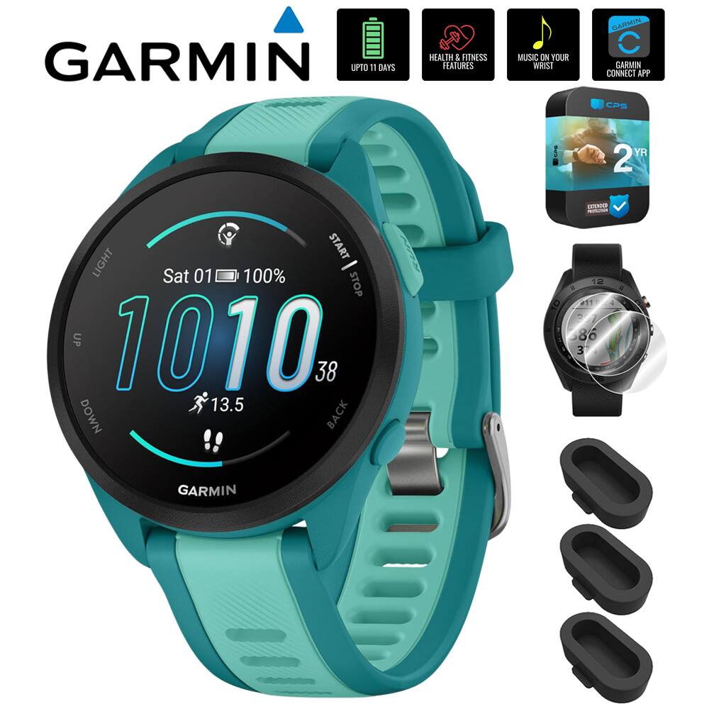 GARMIN

- UP TO 11 DAYS
- HEALTH & FITNESS FEATURES
- MUSIC ON YOUR WRIST
- GARMIN CONNECT APP
- 2 YEAR WARRANTY

Sat 01 100%  
10:10  
38  
13.5  
GARMIN