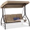 Best Choice Products - 3-Seat Outdoor Converting Canopy Swing Glider Patio Hammock w/ Removable Cushions - Desert Taupe