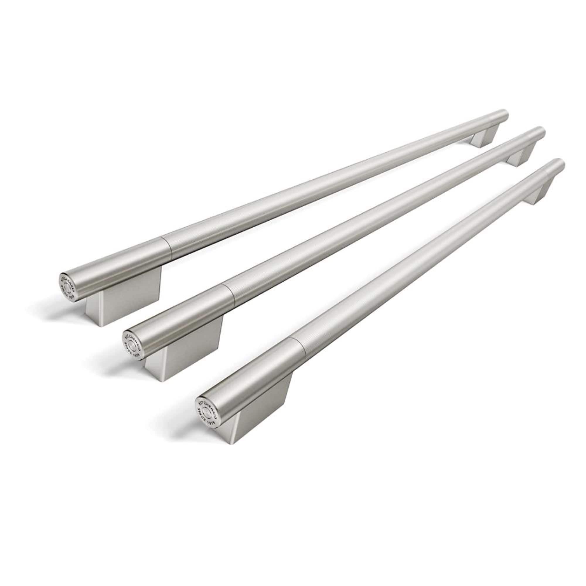 Front. KitchenAid - Handle Hardware Accessory Kit for 42" Built-In French Door Bottom Mount Refrigerator - Monochromatic Stainless Steel.