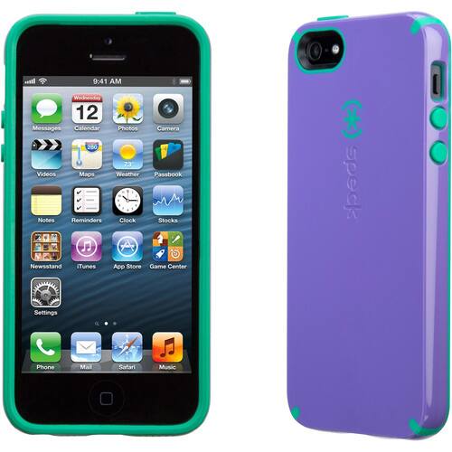Speck - CandyShell Glossy Case for Apple® iPhone® SE, 5s and 5 - Green/Purple - Larger Front