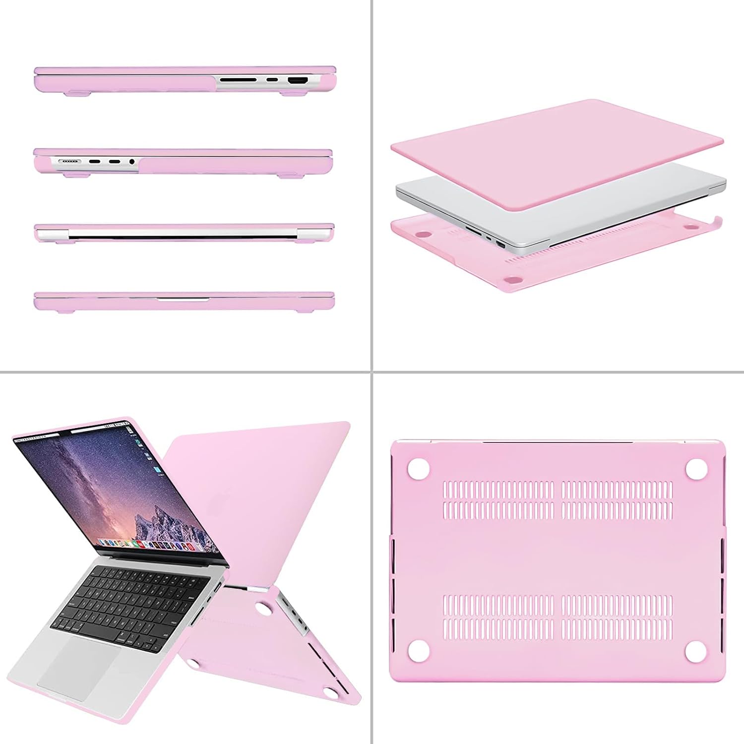 Alt View 1. mosiso - Case for MacBook Pro 14 inch Case M5 M4 M3 M2 M1 2026-2021 A3427 A3426 A3434 A3112 A3185 A3401 A2918 A2992 A2779 A2442 - Clear Pink.