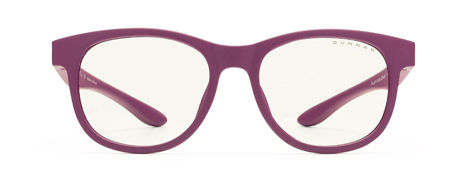 GUNNAR - Computer Glasses - Rush Kids Small, Clear Lens - Blue Light Blocking, Relieve Dry Eye, Anti Glare - Magenta