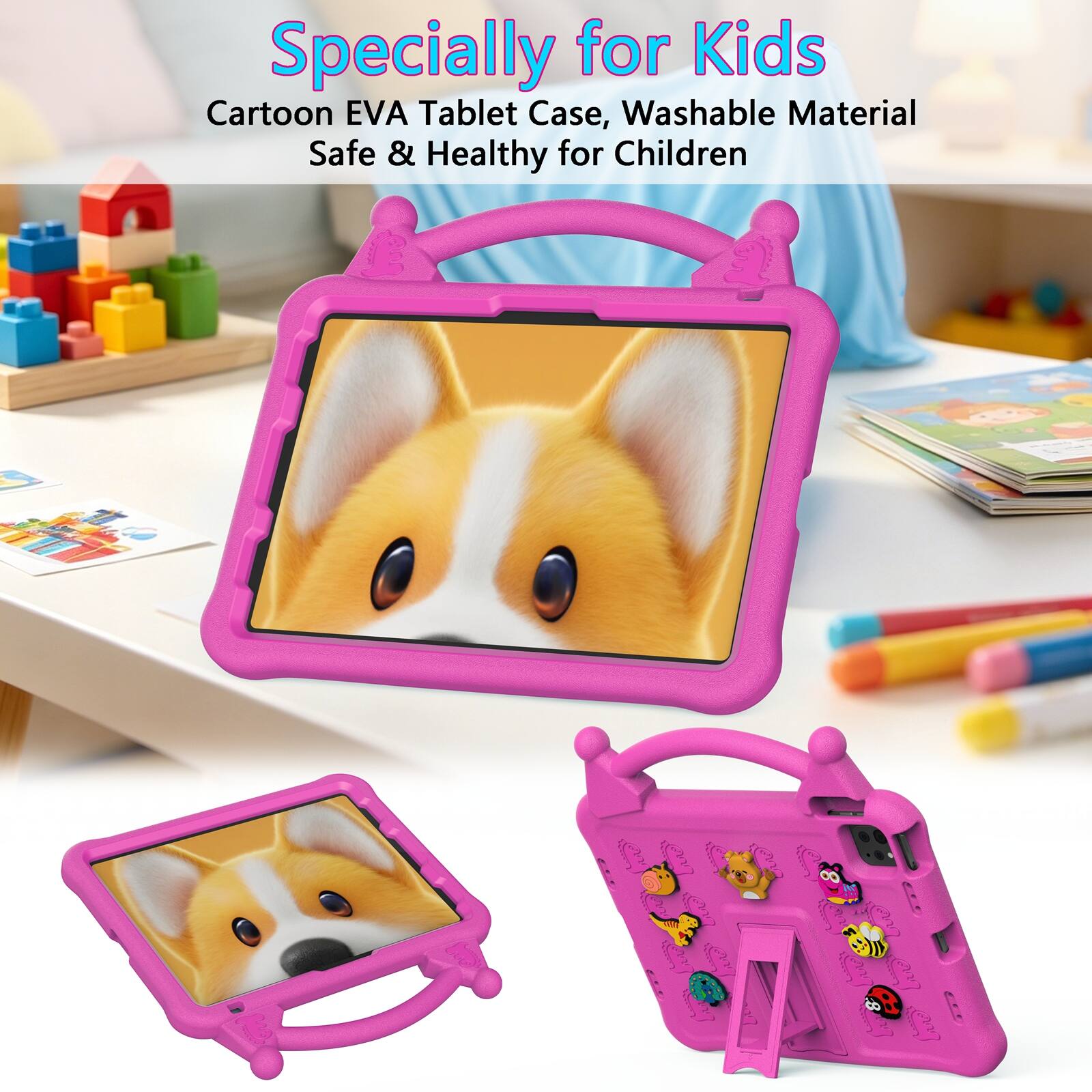 Specially for Kids  
Cartoon EVA Tablet Case, Washable Material Safe & Healthy for Children
