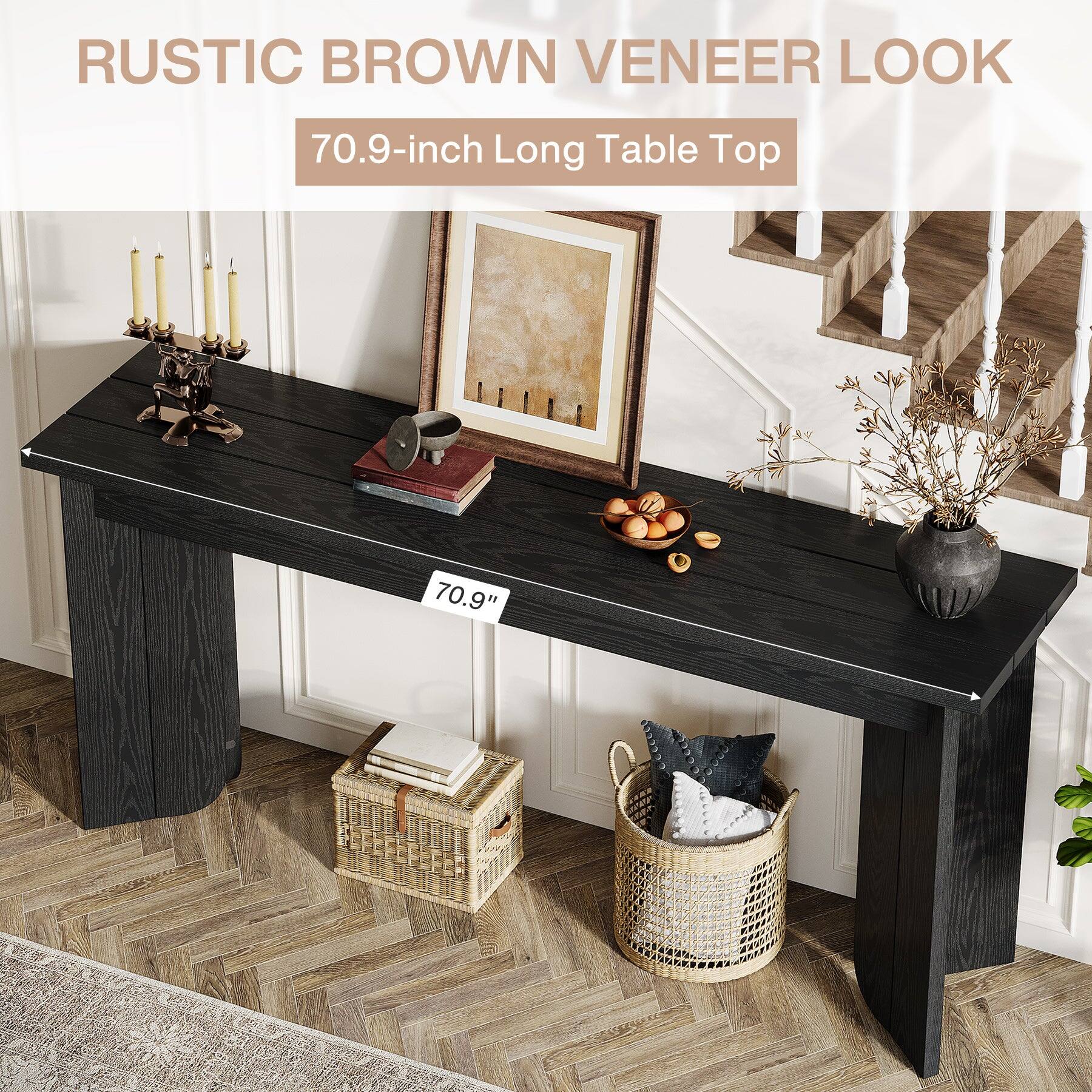 RUSTIC BROWN VENEER LOOK  
70.9-inch Long Table Top  
70.9"