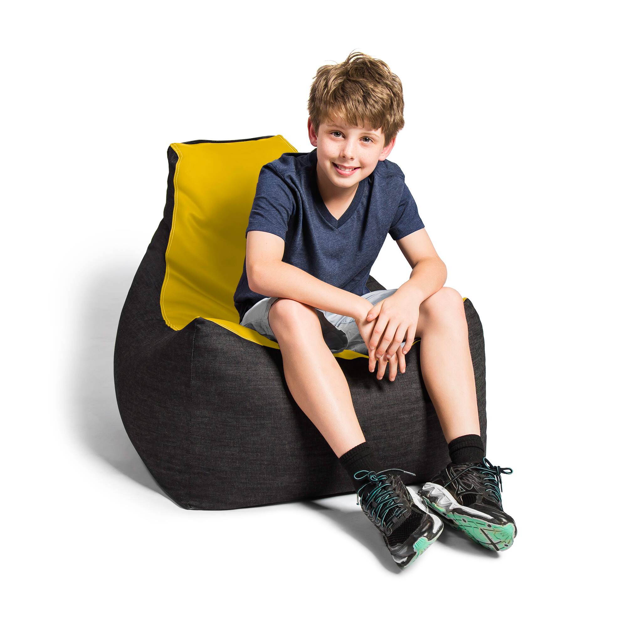Left. Jaxx - Jaxx Pixel Gamer Chair - Game Room / Home Theater Bean Bag Chair, Yellow - Yellow.