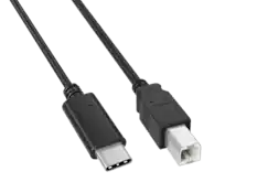 Front. Cable Leader - USB 2.0 USB-C to USB-B Printer Cable, 480Mbps Shielded for Printer, Scanner, Audio Interface - Black.