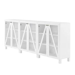 Crosley Furniture - Cassai 3-Piece Media Sideboard Cabinet Set - 3 Storage Pantries - White