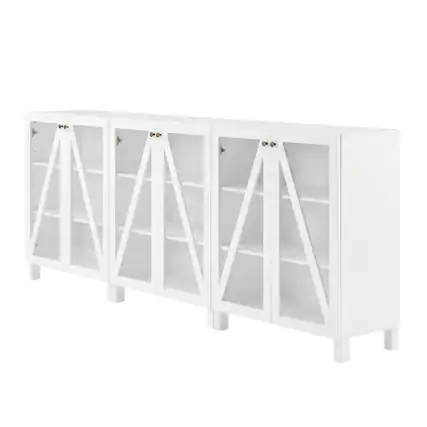 Front. Crosley Furniture - Cassai 3-Piece Media Sideboard Cabinet Set - 3 Storage Pantries - White.