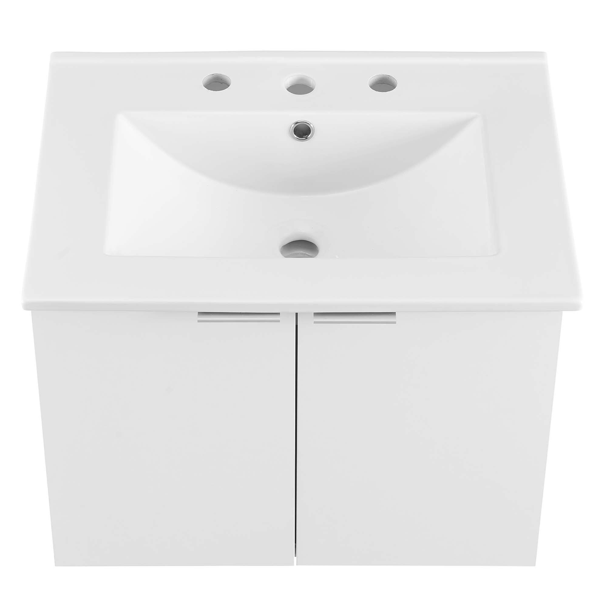 Alt View 4. Modway - Maybelle Wall-Mount Bathroom Vanity Basin Included - White White.