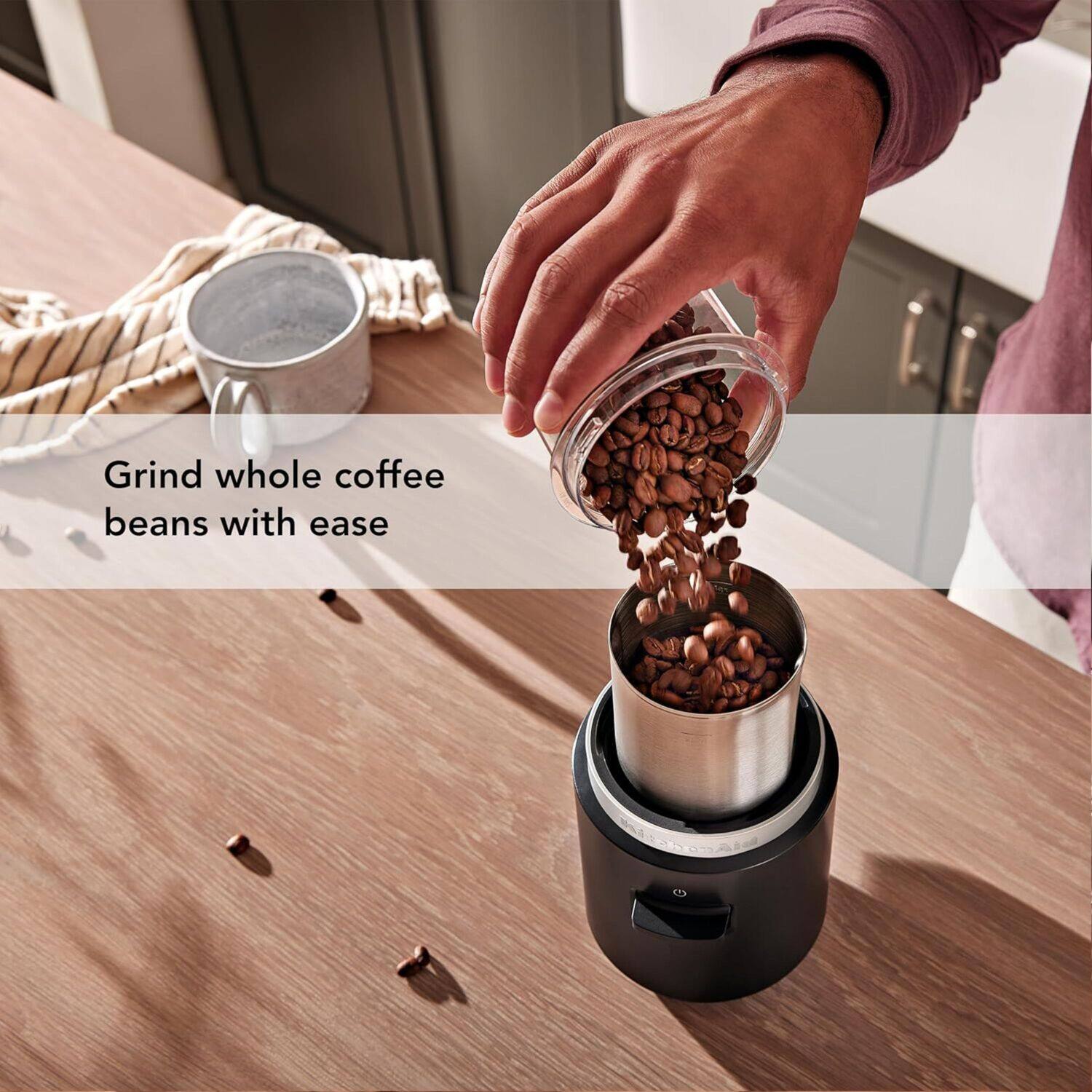 Grind whole coffee beans with ease.