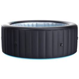 MSpa - Round Inflatable Bubble Spa, 4 to 6 Person Hot Tub with LED Lights, Aurora - Black