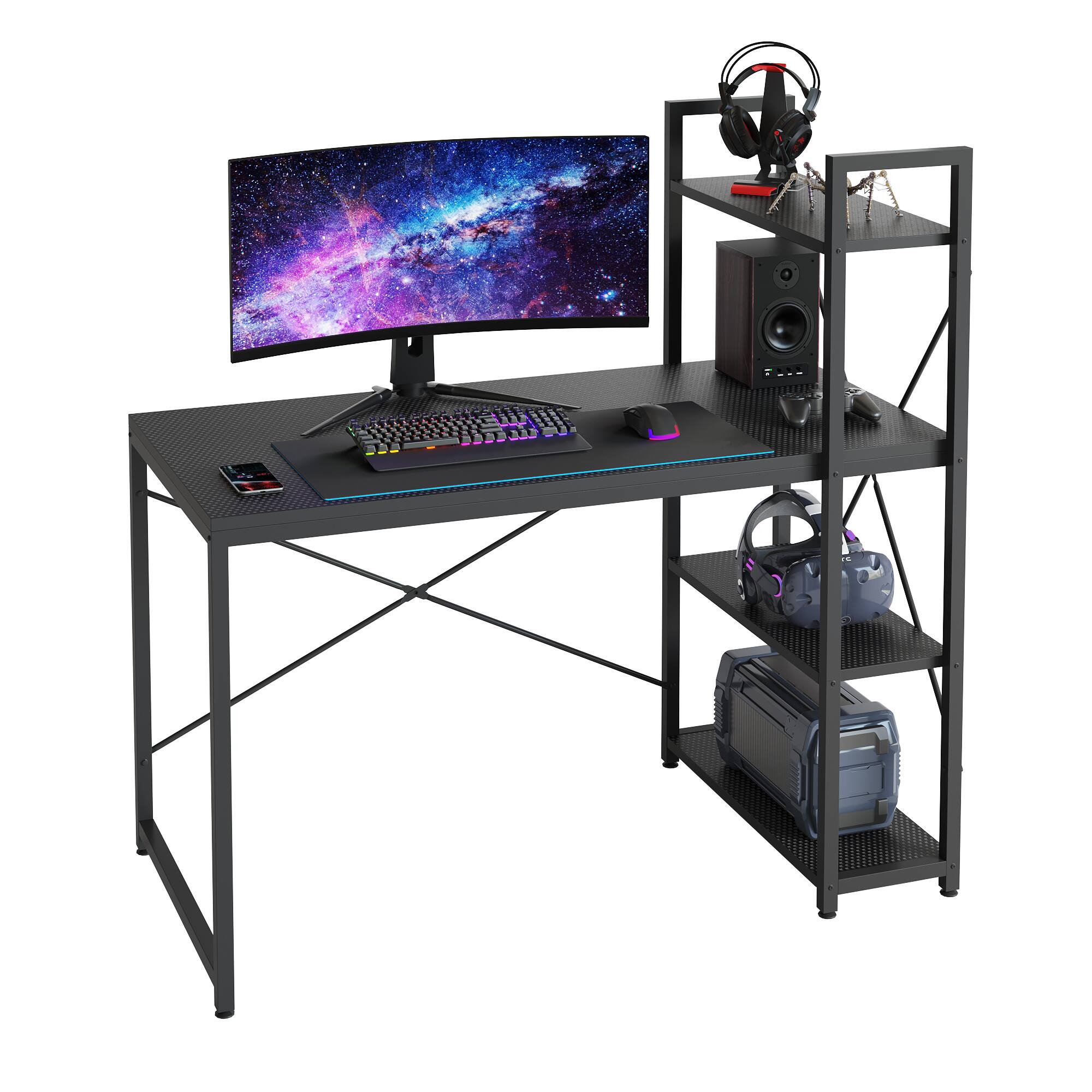 Left. Bestier - Bestier Writing Desk with Bookshelf - 47" wide - Black.