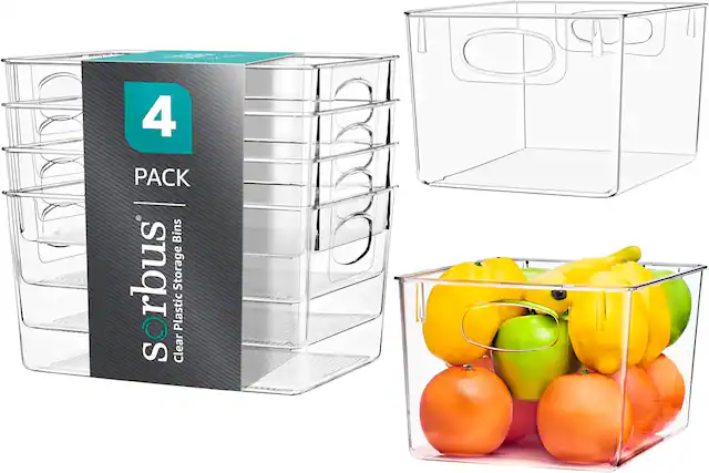 4 PACK
Sorbus
Clear Plastic Storage Bins