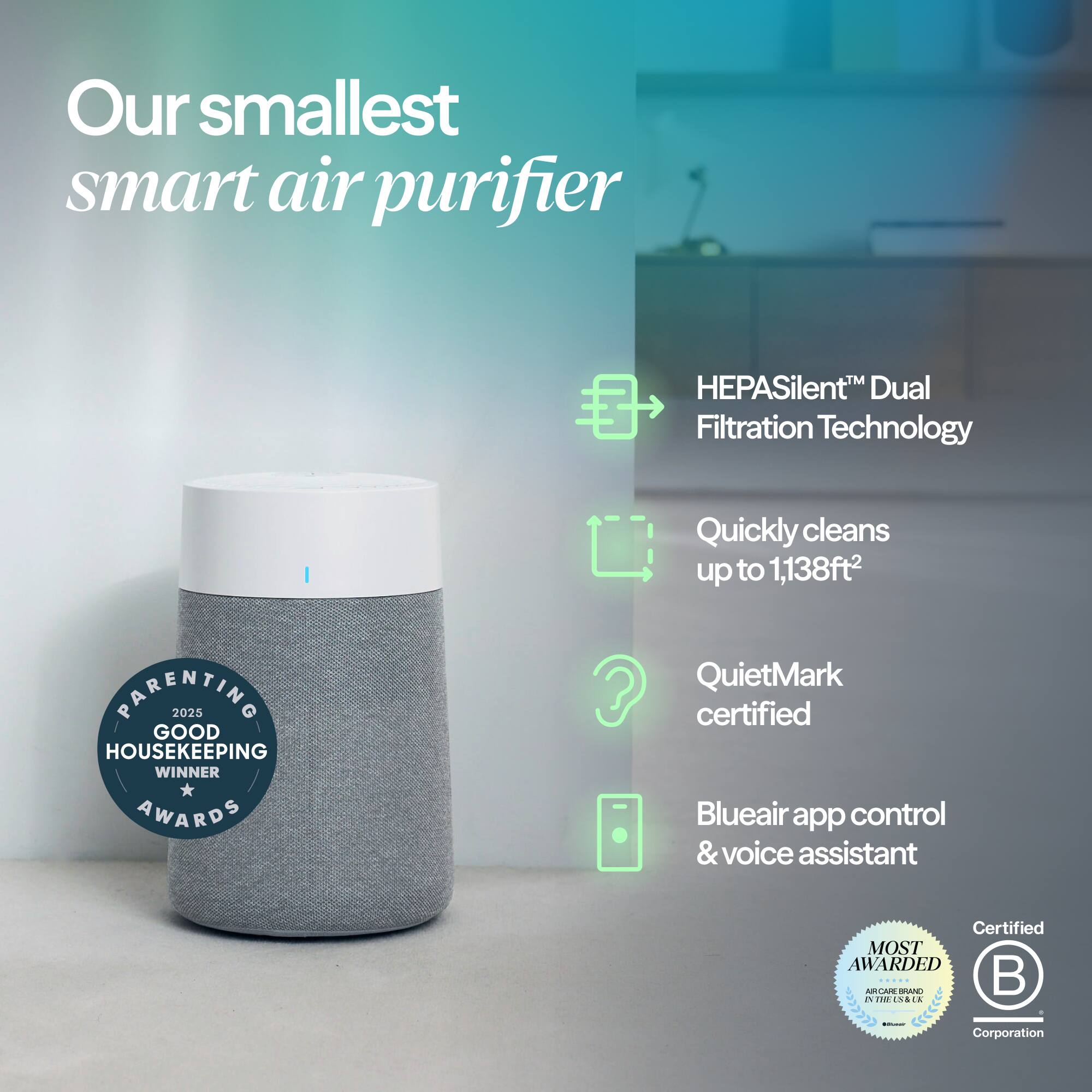 Blueair Blue Pure 511i Max 1138 sq ft HEPASilent Small Room