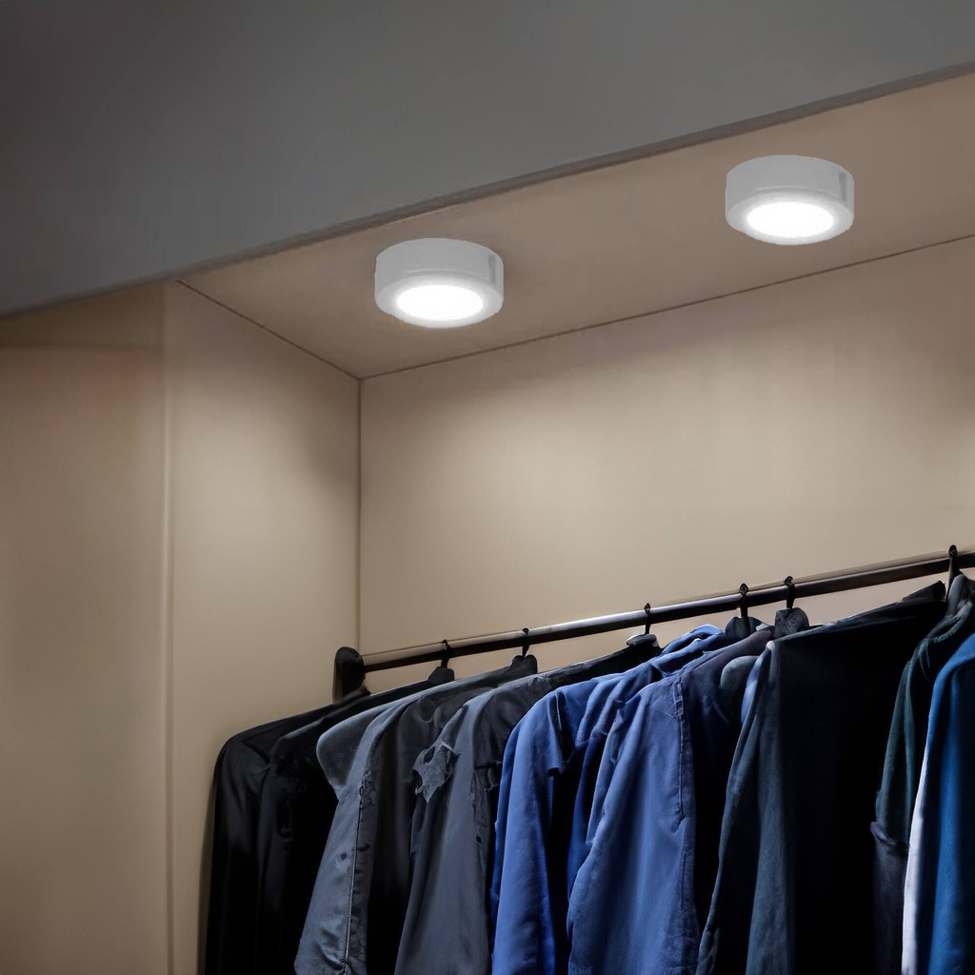 Alt View 2. GE - GE Set of 5 Dimmable Modern Corded Electric Plastic LED 4 Watt Puck Light, White.