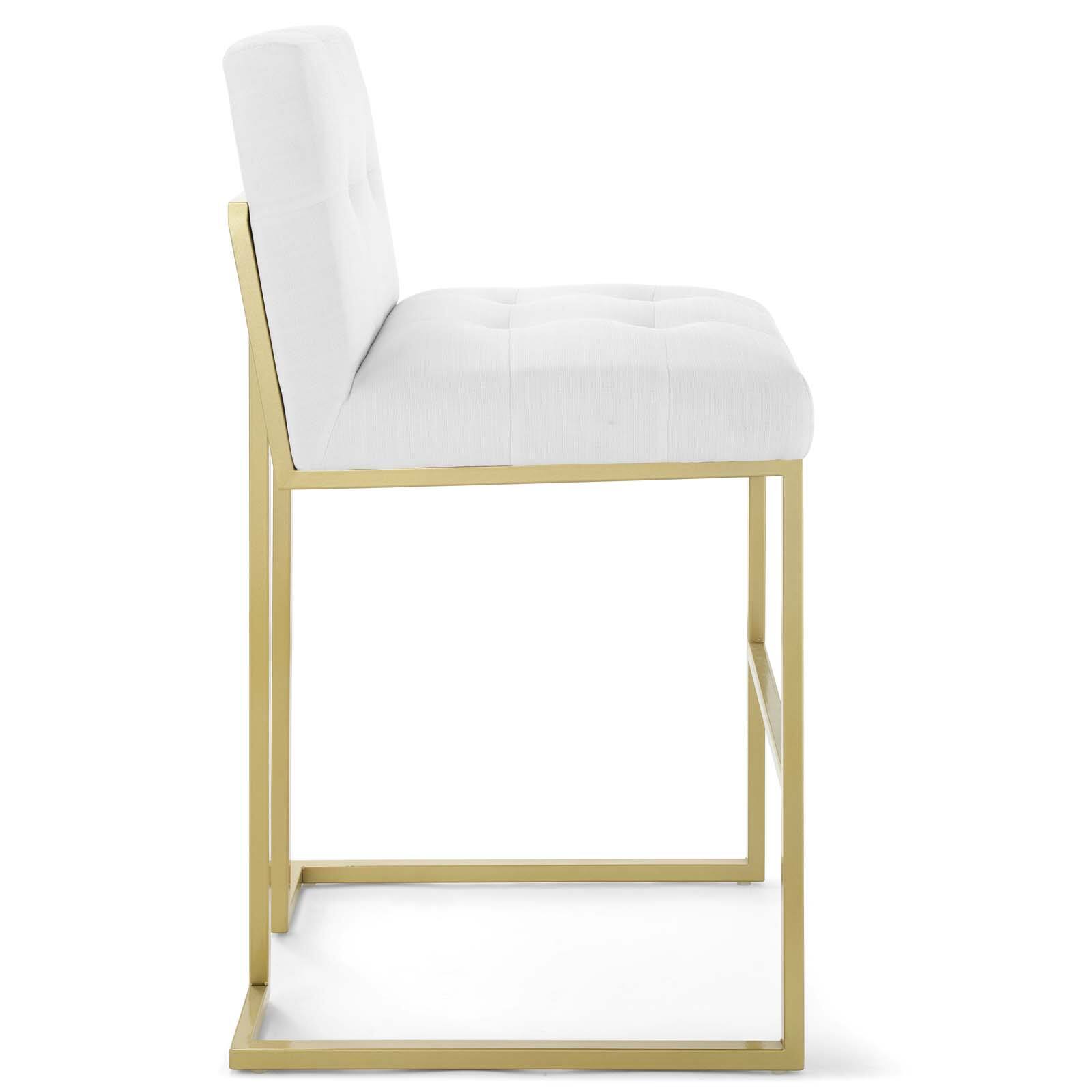 Back. Modway - Privy Gold Stainless Steel Upholstered Fabric Bar Stool by Modway - Gold White.
