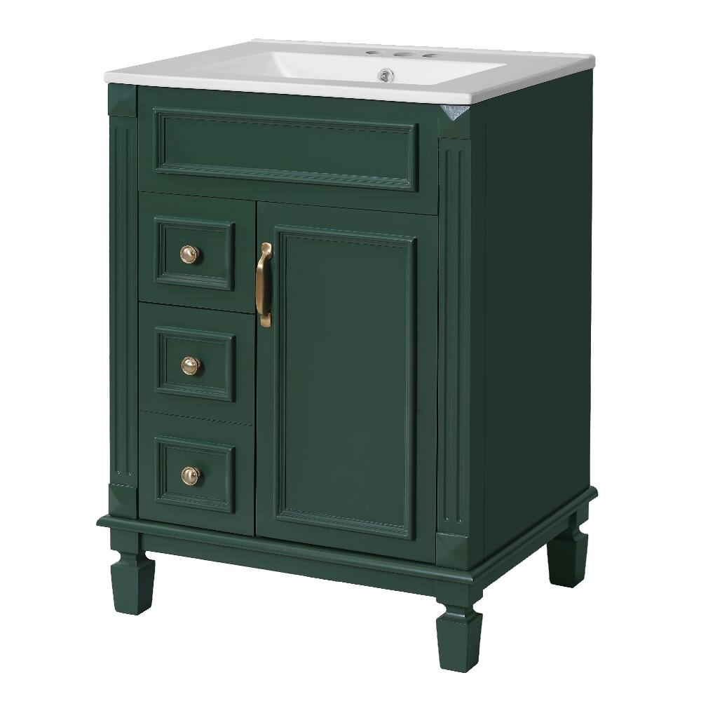 Alt View 8. Loheer - Loheer 24 inch bathroom vanity with sink Green Small Bathroom Vanity with 2 Drawers - Green.