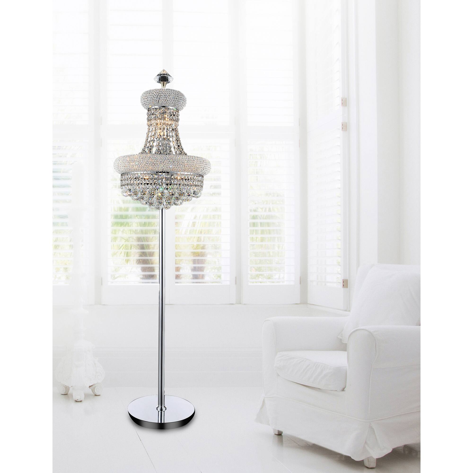 Alt View 2. CWI Lighting - Empire 8 Light Floor Lamp With Chrome Finish - Chrome.