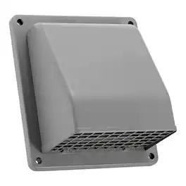Lambro - 6" Plastic Wall Exhaust or Air Intake Vent with Hinged Screen, Removable Damper, 1.25" Collar, Model 3510