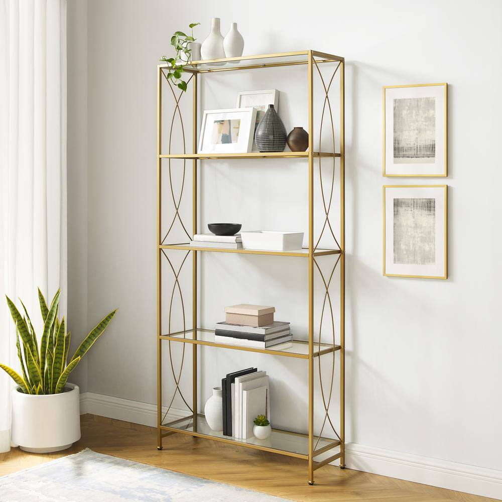Alt View 8. Crosley Furniture - Helena Etagere Bookcase - Gold.
