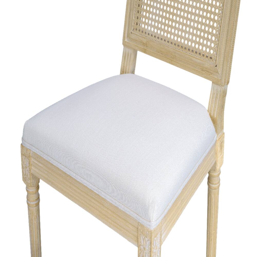 Alt View 9. Loheer - Loheer French Country Dining Chairs Set of 2 Upholstered Rattan Back Solid Wood Frame Beige - Beige.