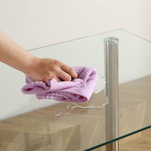 Alt View 3. Winado - Modern Tempered Glass Dining Table Glass Top Table with 4 Heavy-Duty Metal Legs for Kitchen, Dining Room, Dinette, Dorm - Transparent.