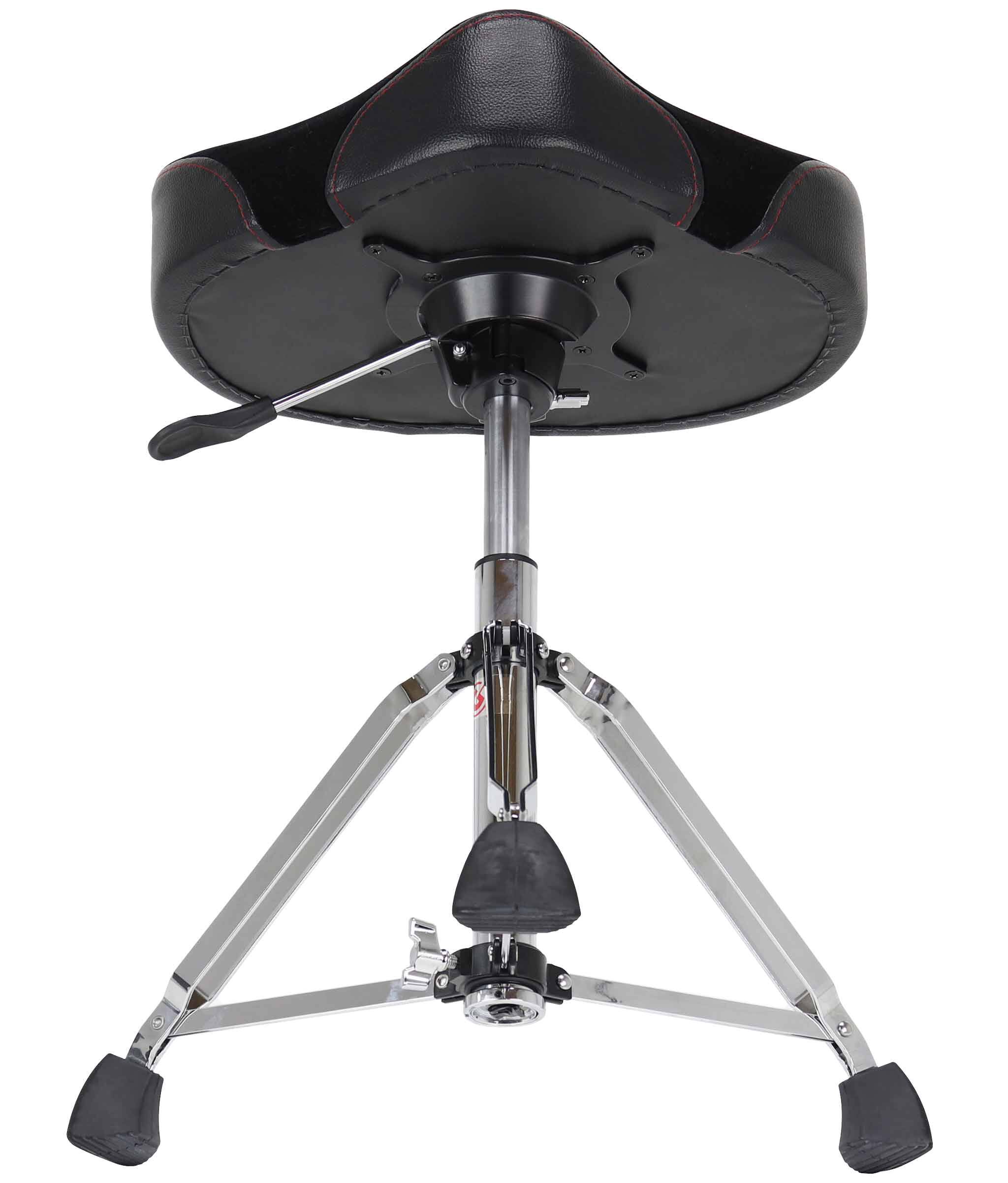 Back. Gibraltar Hardware - Hydraulic Drum Throne with Oversized Saddle Seat and Pneumatic Height Adjustment, Double-Braced Tripod, Super Foot Base.