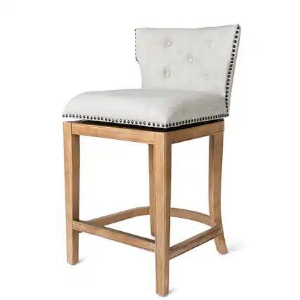 Front. Maven Lane - 26" Hugo Counter Stool in Weathered Oak Finish with Fabric Upholstery - Weathered Oak.