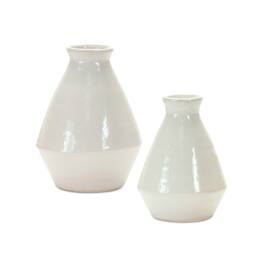 BreeBe - Modern Terra Cotta Tapered Vase (Set of 2) - White