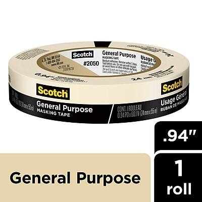 Scotch General Purpose Masking Tape  
#2050  
Usage: General Purpose  
0.94" x 601' (24 mm x 183 m)  
1 roll