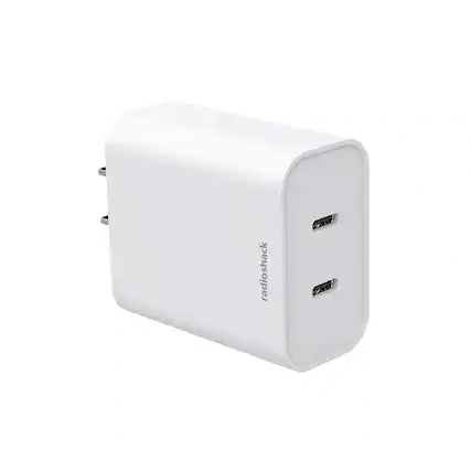 Front. RadioShack - Dual Port USB-C Wall Charger 2605164.
