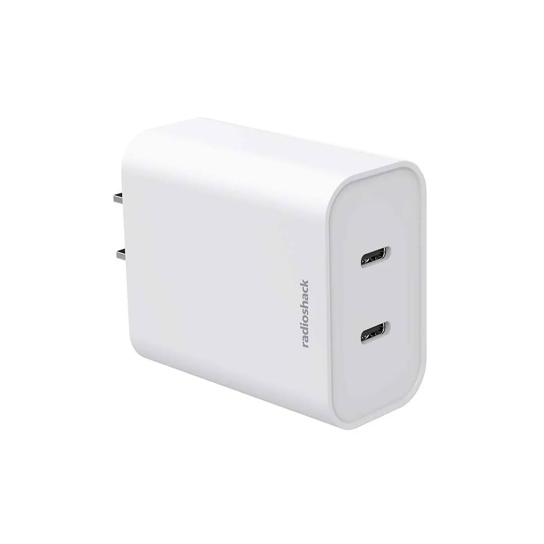 Front. RadioShack - Dual Port USB-C Wall Charger 2605164.